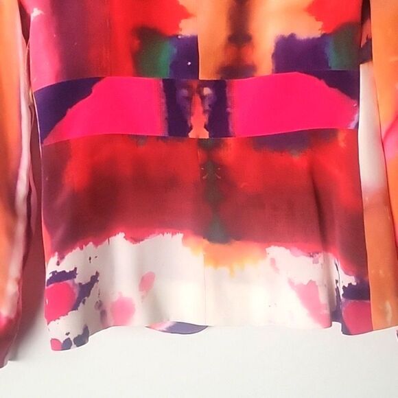 NWT Rachel Roy Sz 2 4 Silk Blazer Jacket Colorful Pink White Art Feminine Office - Picture 14 of 16